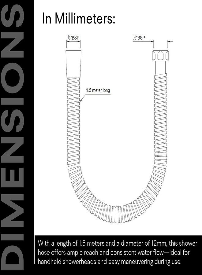 Jaquar 1.5M Flexible Shower Hose Tube with Nuts - 12mm Diameter, Durable & Easy-to-Install Bathroom Plumbing Accessory, Sliver, Chrome Finish - Image 5